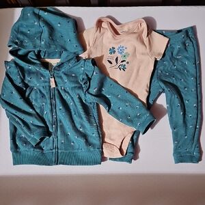 Teal and Peach Baby Outfit Set